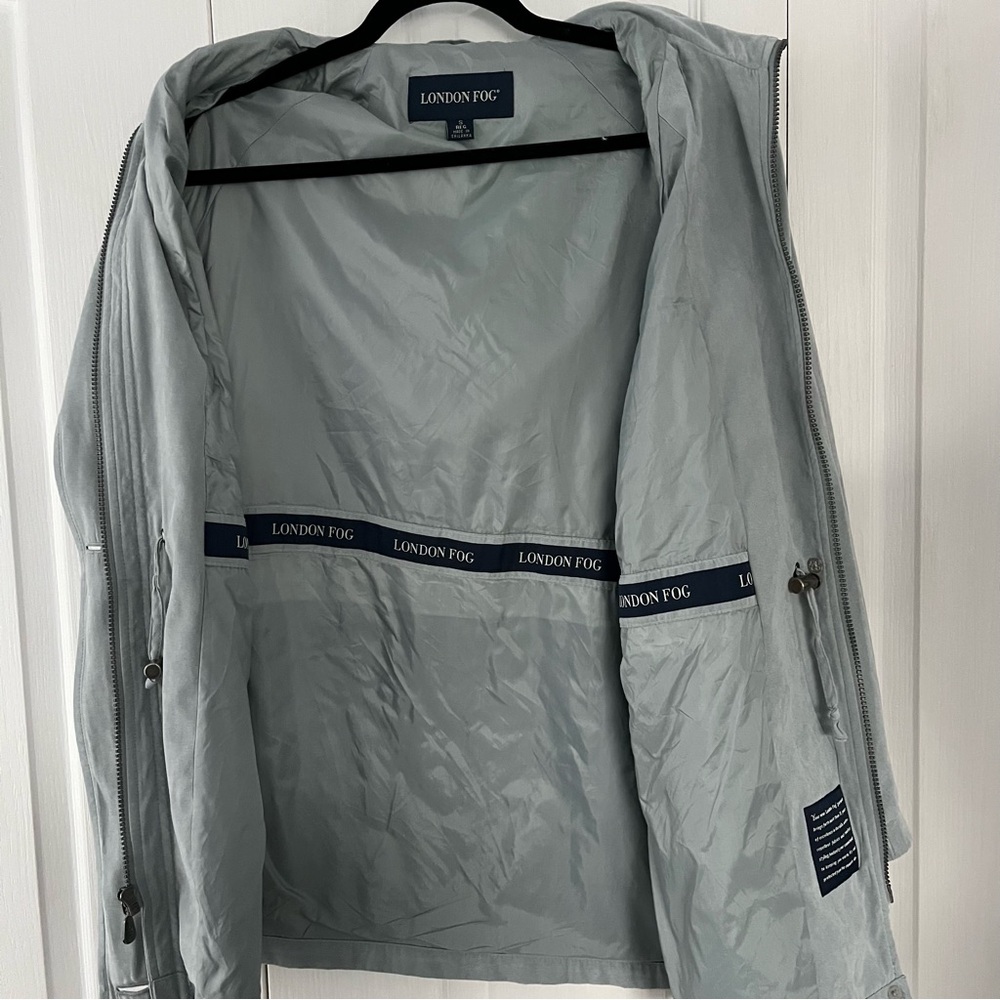 London Fog Jacket S Light Blue Coat Removable Hood Pockets Zip up soft - Picture 4 of 9